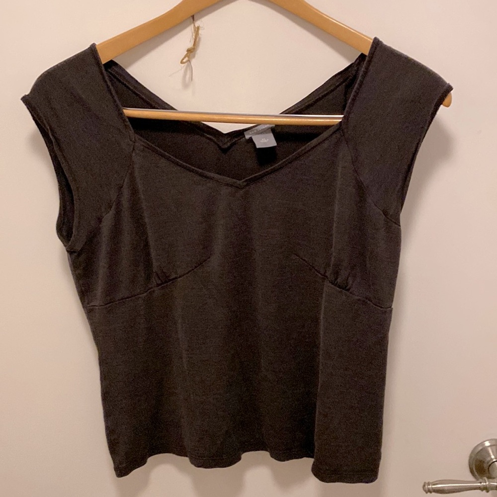 Chocolate brown Ann Taylor, cap sleeve shirt